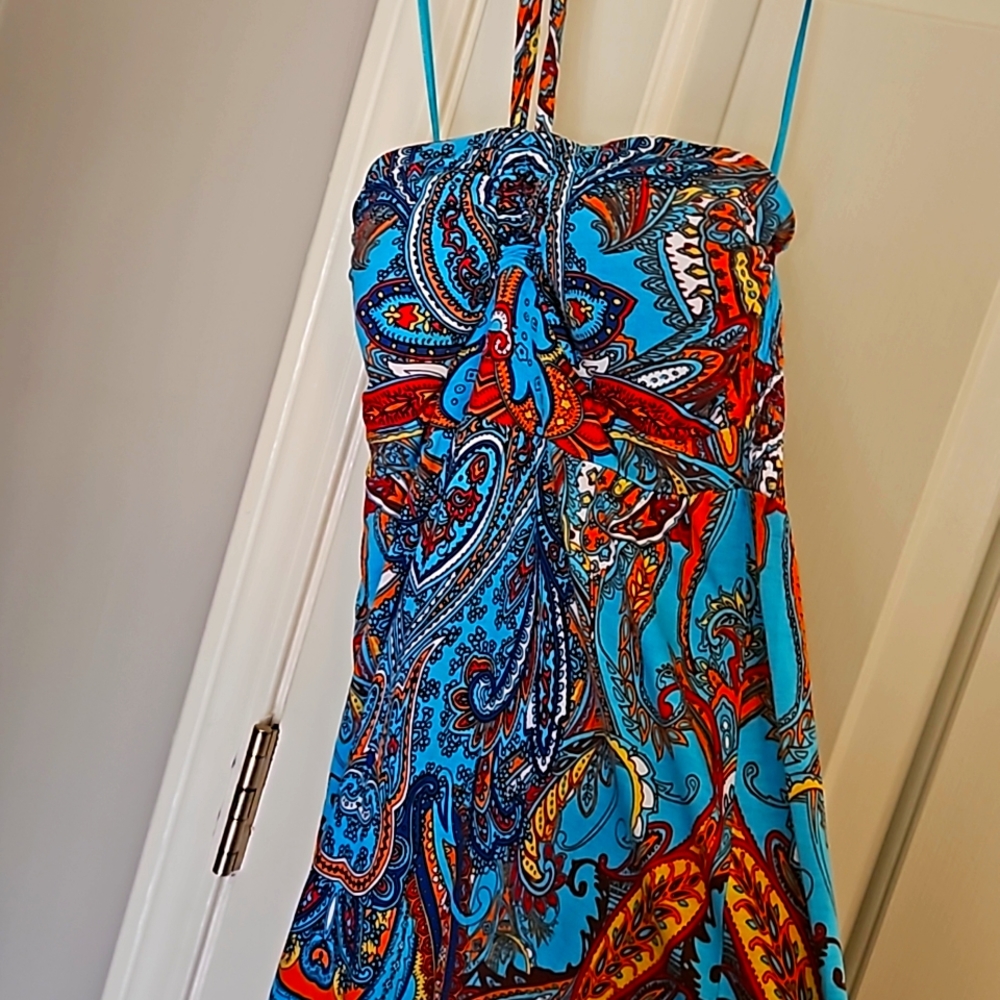 Inc vibrant beach dress xs
